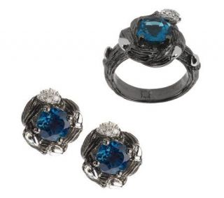 Dweck Diamonds Sterling Fortuna Blue Topaz Ring or Earrings 