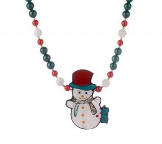 Lee Sands Snowman Inlay on 24 Bead Necklace —