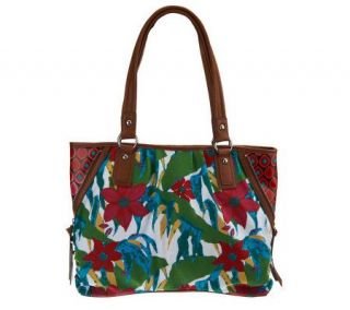 Tignanello Rain Forest Canvas Tote Bag with Zipper Details —