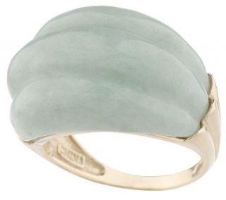 Chinese Jade Auspicious Day Carved Ring 14K Gold —