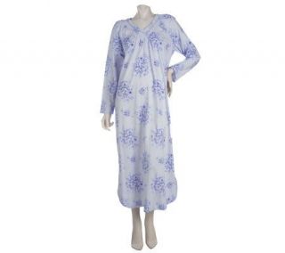 Carole Hochman Floral Leaves Long Sleeve Full Length Cotton Gown