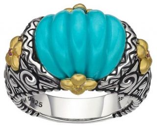 Barbara Bixby Sterling/18K Carved Turquoise Ring —