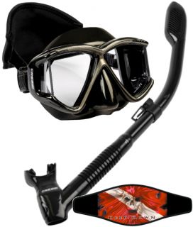 Cressi Panoramic Dive Mask 100 Dry Snorkel Set Scuba Snorkeling Gear
