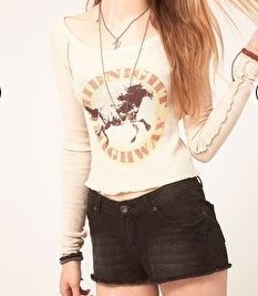 Free People We The Free Thermal Lou Horscope Antique Horse Top Shirt $