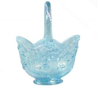 Fenton Art Glass Blue Topaz Lily of the Valley Basket —