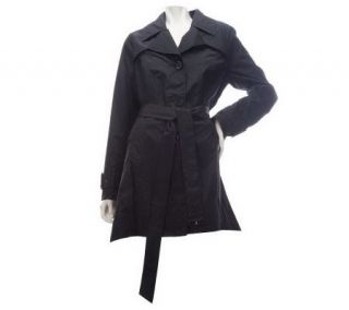 Dennis Basso Water Resistant Pointed Hem Trench Coat with Belt 