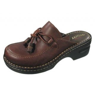 Eastland Womens Livingston Leather Clog with Laced Tassel —