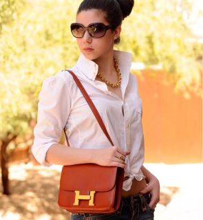 Gorgeous Hermes Paris Constance 23cm Purse Bag Handbag Rare Red