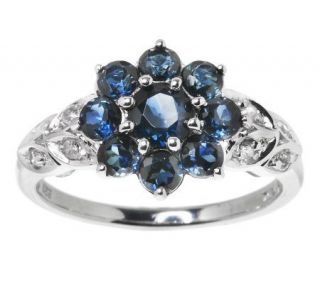 75 ct tw Thai Blue Sapphire and White Zircon Sterling Ring — 