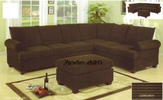 Shape Sofa Couches w Reversible Loveseat Sectionals Corduroy Suede