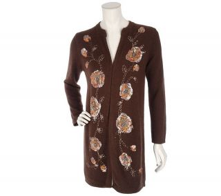 Victor Costa Occasion Sequins & Beads Sweater Coat —