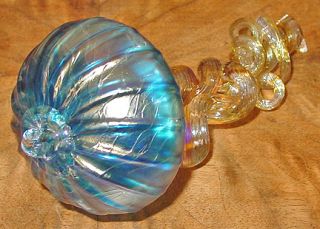 Signed Opal Art Glass Aquamarine HANGING JELLYFISH Sculpture