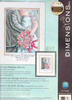 Dimensions Counted Cross Stitch Kit 9 x 12 Embrace Wedding Record