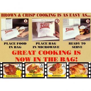 Micro Wave Cooking Bags Brown Crisp Cook Fast 30 Bags
