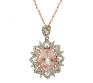 Premier 3.80 ct Morganite and 1.00cttwDiamond Pendant, 14K —