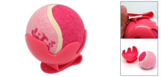 Plastic Base Dog Pet Toy Cricket Baseball Tennis Ball Pink w Clip