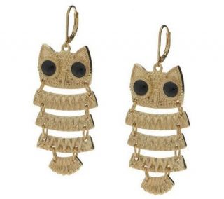 Susan Graver Owl Design Lever Back Earrings —