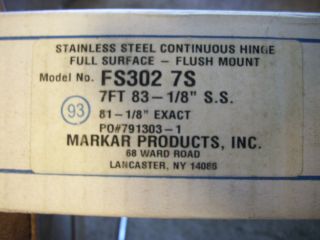 Markar stainless steel 7 foot continuous hinge   6 available