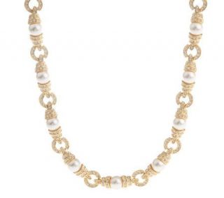 Jacqueline Kennedy Simulated Pearl & Pave Crystal Necklace —