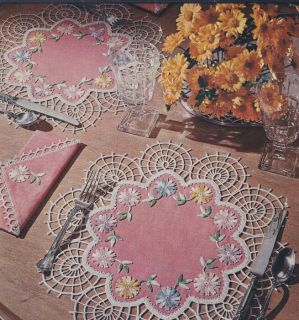 Vintage Crochet Pattern Flower Applique Embroidery Mat