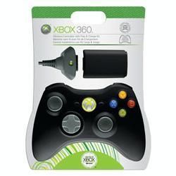 XBox 360 Black Wireless Controller + Play & Charge Kit