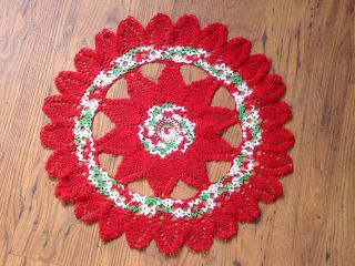 Crocheted Peppermint Pineapple Christmas Doily