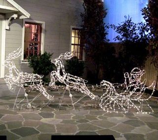 Santas Sleigh & Reindeer 3pc Animated Light Sculpture —