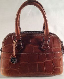 Bourke Brown Embossed Croco Leather Small Domed Satchel Purse