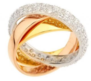 As IsEsposito Diamonique Ster ling Tri Color Rolling Ring —
