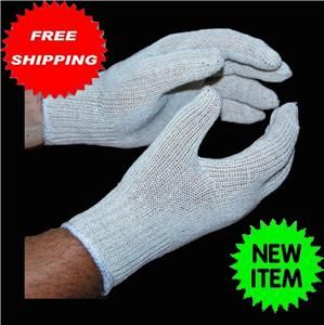 24 1 DOZ Pair Cotton Poly String Knit Gloves Natural White Large