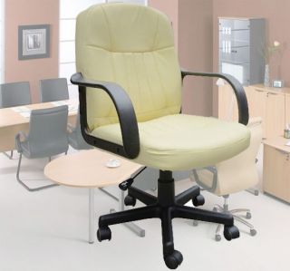 New Leather Office Chair Mid Back Computer Task Desk Conference Black