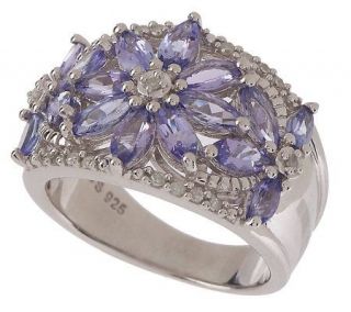 Sterling 1.50 ct tw Tanzanite and Diamond Accent Flower Ring