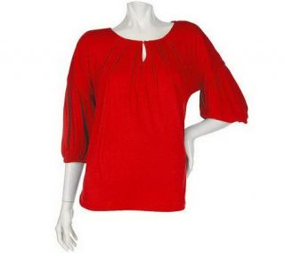 As IsDu Jour (R) 3/4 Poet Sleeve Double Layer Pleat Top   A209988