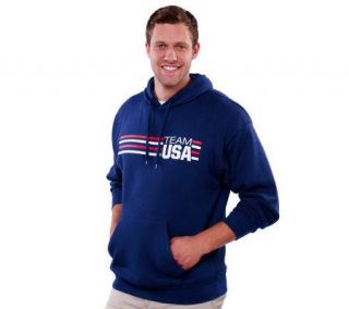 Team USA Mens Striped Fleece Hooded Sweatshirt —