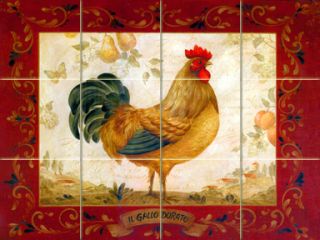 Mural Tumbled Marble Kitchen Decor Rooster Tile 322