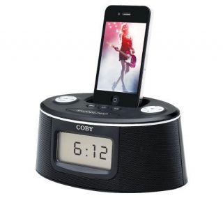 Coby AM/FM Clock Radio iPod/iPhone Docking & Stereo System   E263883