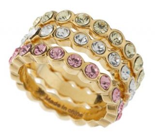 Melania Set of 3 Colors of Diamond Crystal Stack Rings —