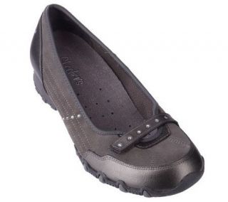 Skechers Leather Slip on Wedge Shoes w/ Rhinestones —