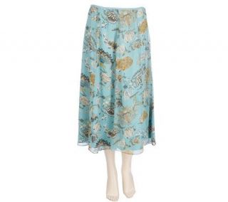 Liz Claiborne New York Floral Printed Crinkle Chiffon Skirt — 
