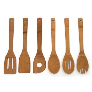  Set of 6 Bamboo Kitchen Tools, cooking utensils wood NEW