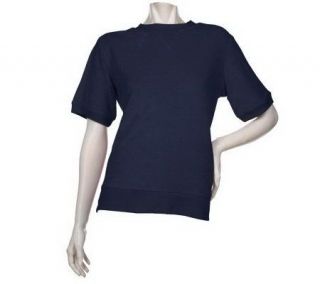 Denim & Co. Short Sleeve Terry Sweatshirt —