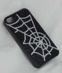  Clear Studded Spider Web iPhone 4G 4S Cell Phone Cover Case