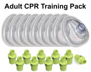 Lot of 10 Adult CPR Training Masks w Prestan Valves Pocket