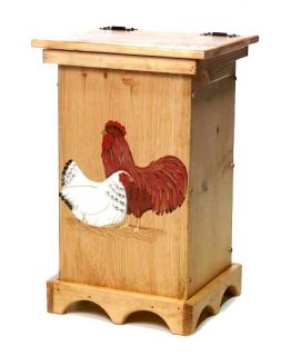 Old Order Amish Rooster and Hen Trash Can with Lid —