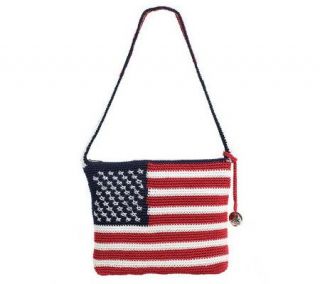The Sak Crochet Flag Design Shoulder Bag w/Zip Closure —