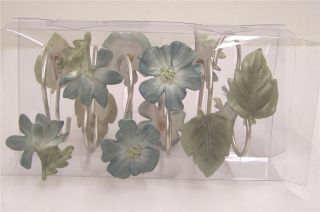 SHOWER CURTAIN HOOKS CROSCILL SPA LEAF BLUE GREEN FLOWERS AND LEAVES