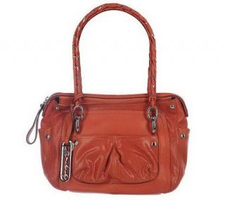As Is B. Makowsky Leather And Lizard Embossed Zip Top Satchel
