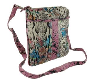 exotic python textured crossbody bag color pink