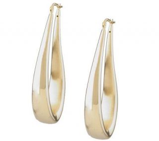 Arte d Oro Polished & Satin Tapered Hoop Earrings 18K Gold —