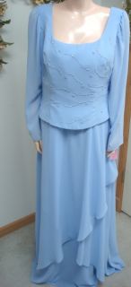 K66 New Copen Blue Crepe Draped Mob Formal Gown 14